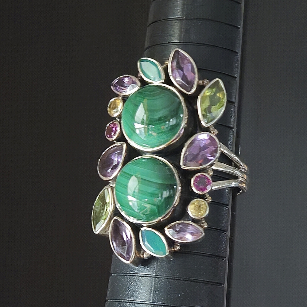 Nicky Butler RAJ COLLECTION 925 Sterling Silver Malachite LIMITED EDITION RING - Picture 3 of 14